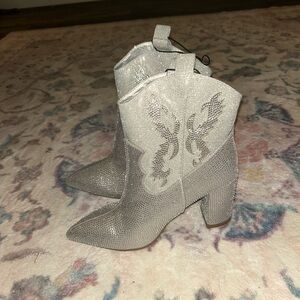 Silver Western Ankle Boots